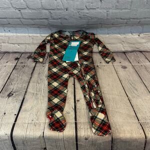 Posh Peanut Plaid Bamboo Holiday Footie Romper